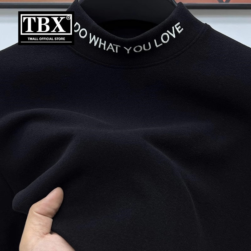 高端德绒打底衫男士2025新款秋冬季双面绒长袖t恤男款半高领卫衣