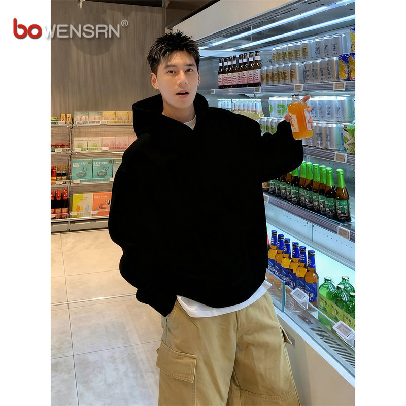 美式重磅连帽卫衣男士2025新款春秋冬季痞帅长袖T恤内搭帽衫男款