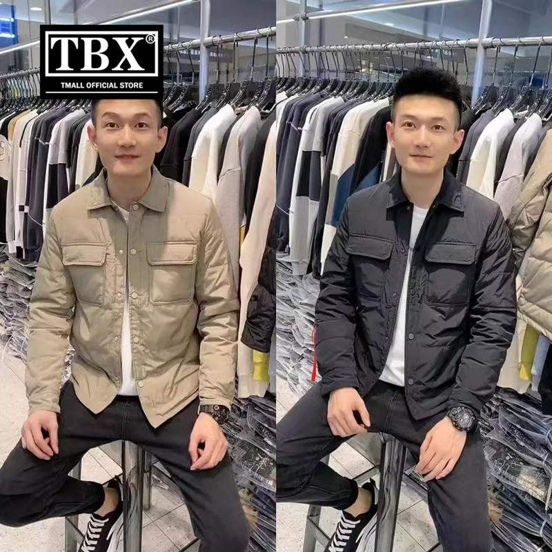 高端衬衫式轻薄羽绒服男士冬季2025新款保暖短款翻领夹克外套男款