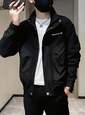 高端黑色夹克外套男士春秋冬季2025新款高级感痞帅飞行员棉服男款