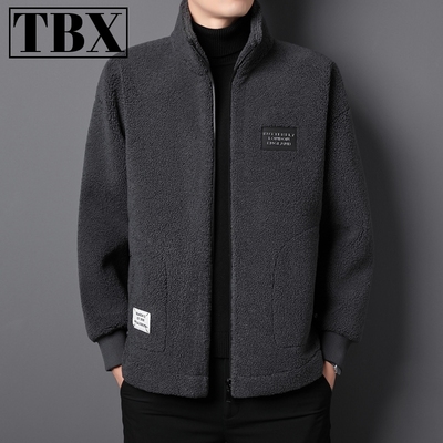 高端羊羔绒外套男士秋冬季2025新款大码皮毛一体加厚立领夹克男款