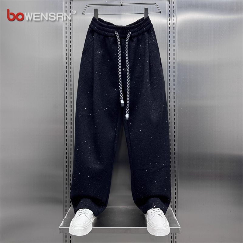 潮牌满天星休闲裤男士2025新款春秋冬季宽松弯刀男裤阔腿裤子男款