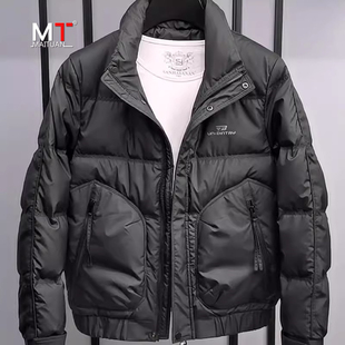 高端短款羽绒服男士冬季2025新款韩版修身立领保暖白鸭绒外套男款