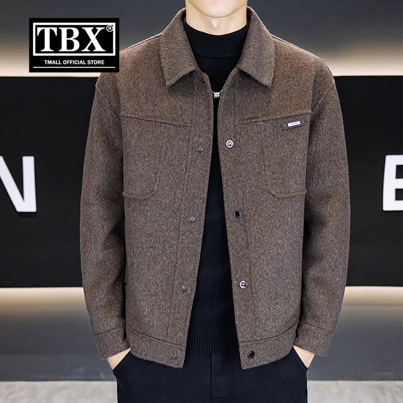高端羊毛双面呢外套男士2025新款秋冬装加厚商务翻领毛呢夹克男款