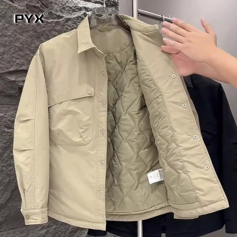 翻领工装夹克男士外套2025新款秋冬季夹棉加厚男外套保暖棉服男款