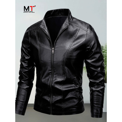 高级感皮衣外套男士2025新款春秋冬季加绒加厚立领保暖皮夹克男款