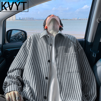 潮牌男士针织衫外套2025新款秋季穿搭男款高级感小香风夹克衬衣衫