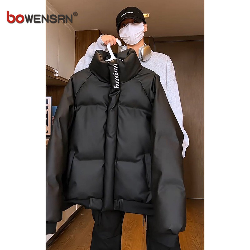 潮牌刺绣立领羽绒服男士外套2025新款秋冬季三防短款面包棉服男款