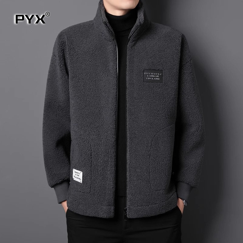 高端羊羔绒外套男士秋冬季2025新款加厚大码保暖立领夹克男款上衣