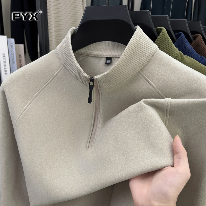 德绒加厚保暖卫衣男士2025新款秋冬季半拉链男卫衣长袖上衣服男款