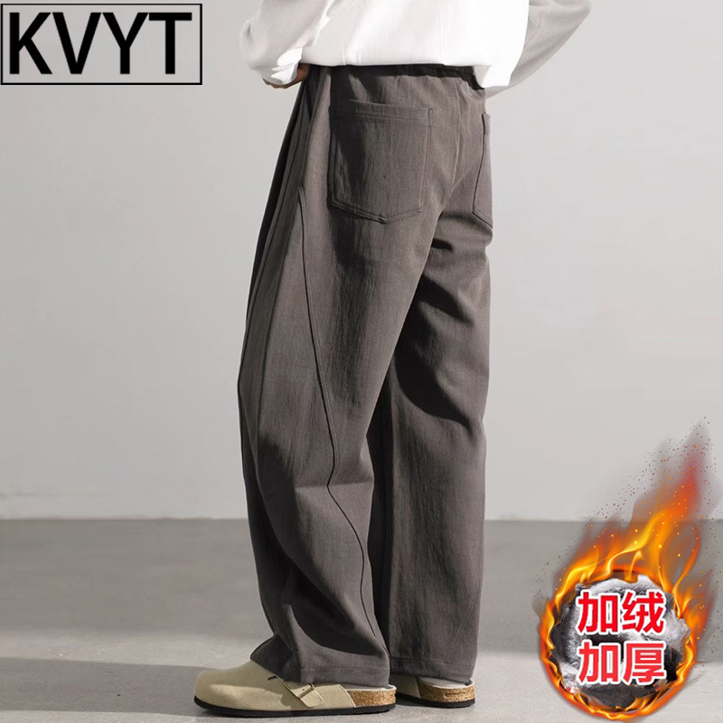 高端加绒冲锋裤男款加厚长裤2025年冬季新款宽松直筒阔腿运动男裤