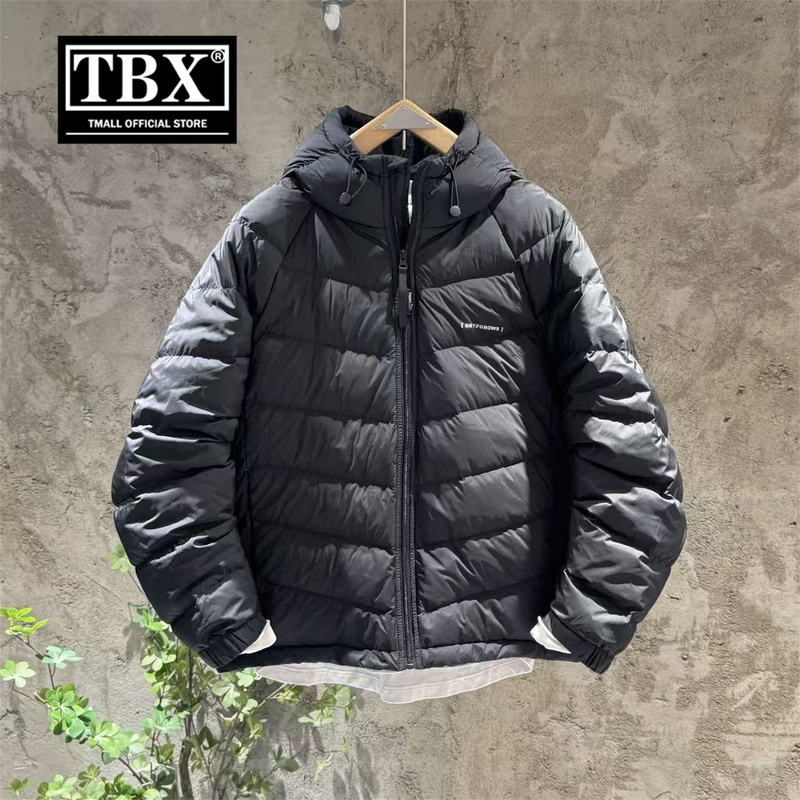 高端轻薄排骨羽绒服男士2025新款冬季加厚保暖白鸭绒连帽外套男款