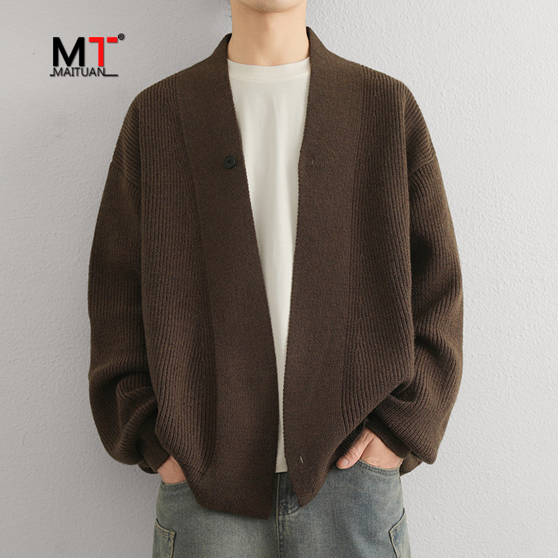 高端开衫针织衫男士2025春秋冬季老钱风宽松商务休闲毛衣外套男款