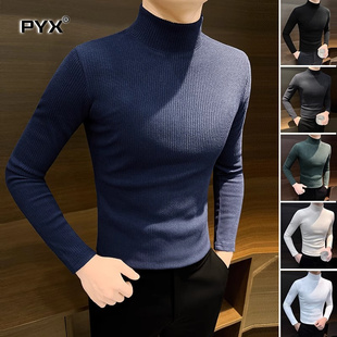 高端半高领毛衣打底衫男士秋冬季2025新款修身保暖针织衫上衣男款