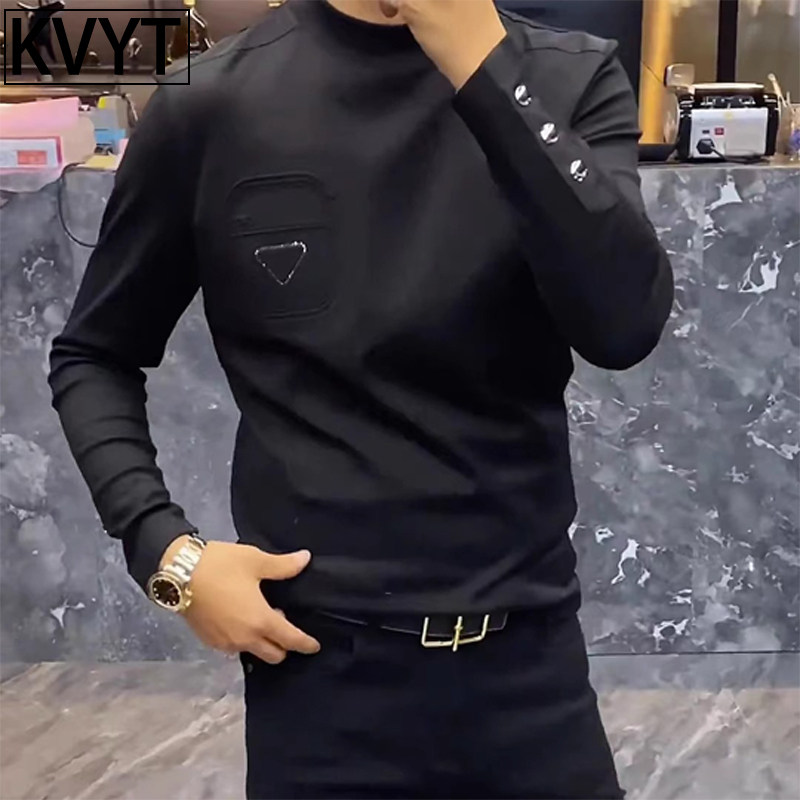 黑色卫衣男士2025年新款爆款潮牌痞帅高级感上衣服修身打底衫春秋