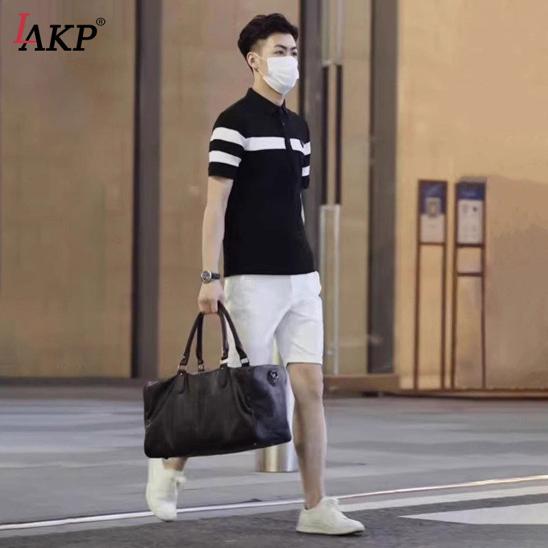 高级感黑白条纹polo衫男士短袖t恤2026新款夏季痞帅保罗男款套装
