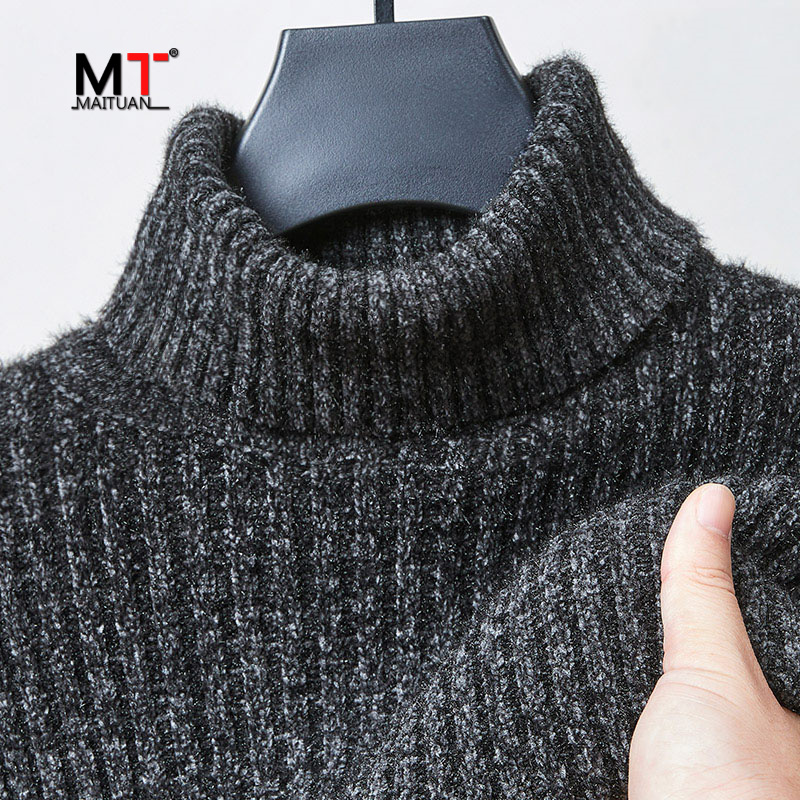 高端毛衣男士秋冬季2025新款可翻高领加厚保暖羊毛针织衫男款冬装