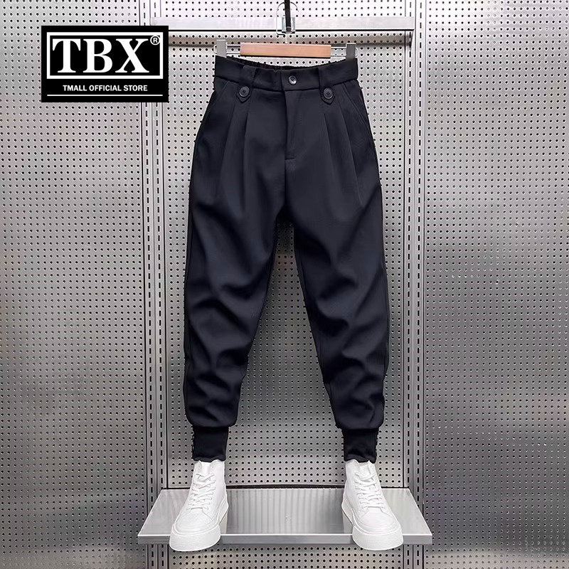 黑色束脚西装裤子男士2025新款春秋冬季加绒男裤痞帅哈伦西裤男款