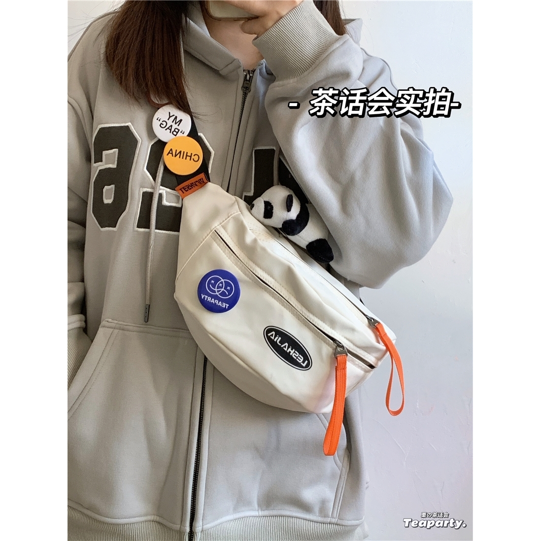 香港日系ins风原宿运动腰包休闲胸包男 复古百搭潮牌工装斜挎包女