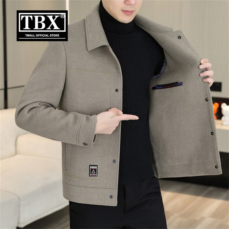 羊绒毛呢大衣外套男士2025新款春秋冬装加厚短款可脱卸羽绒服男款