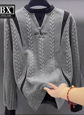 高端欧货保罗V领卫衣男士长袖T恤2025新款春秋冬季刺绣老钱风男款