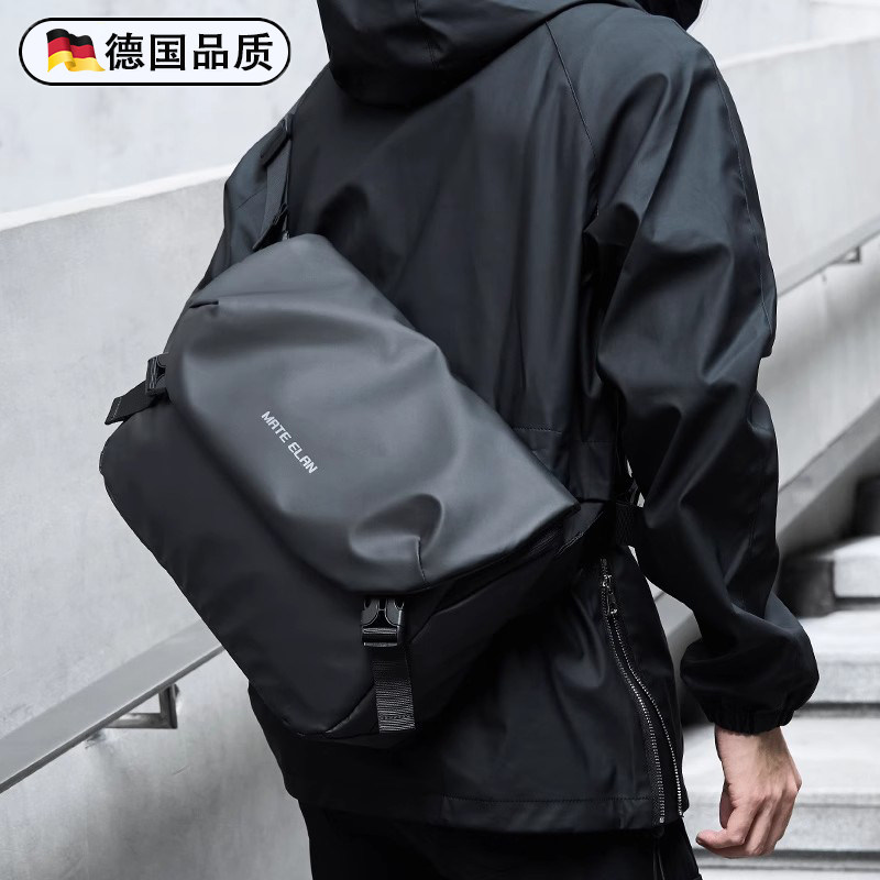 德国男士斜挎包2025新款机能斜背包大容量电脑包休闲单肩包骑行包