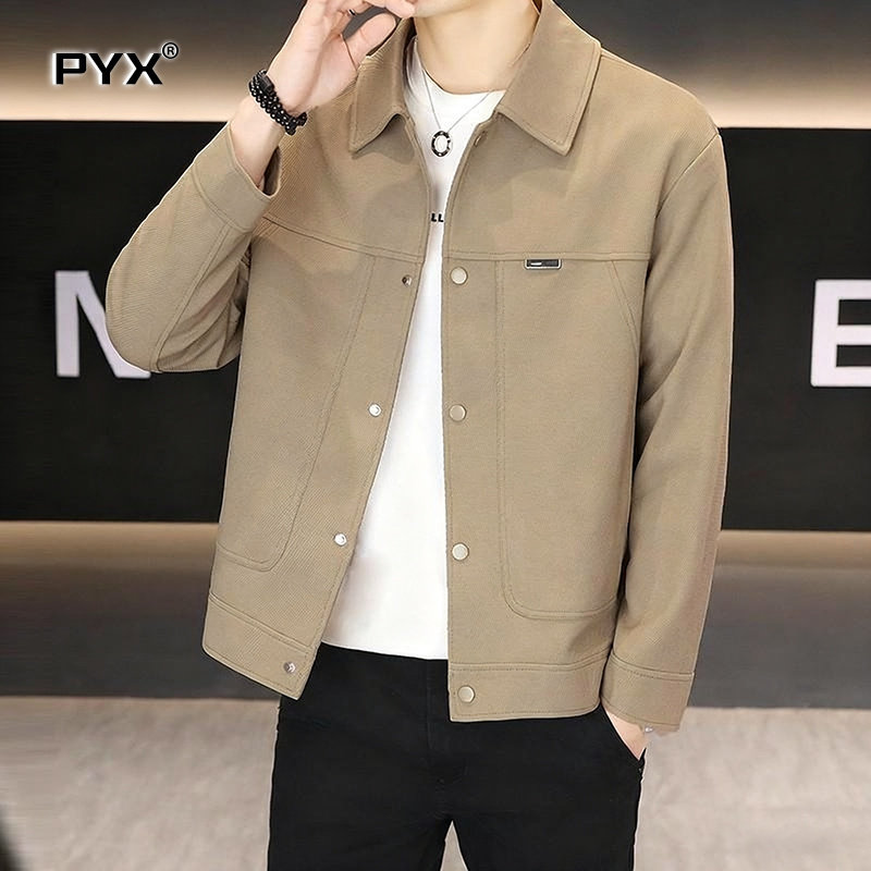 高端男士夹克外套2025新款秋冬季翻领男外套商务行政上衣男款加棉