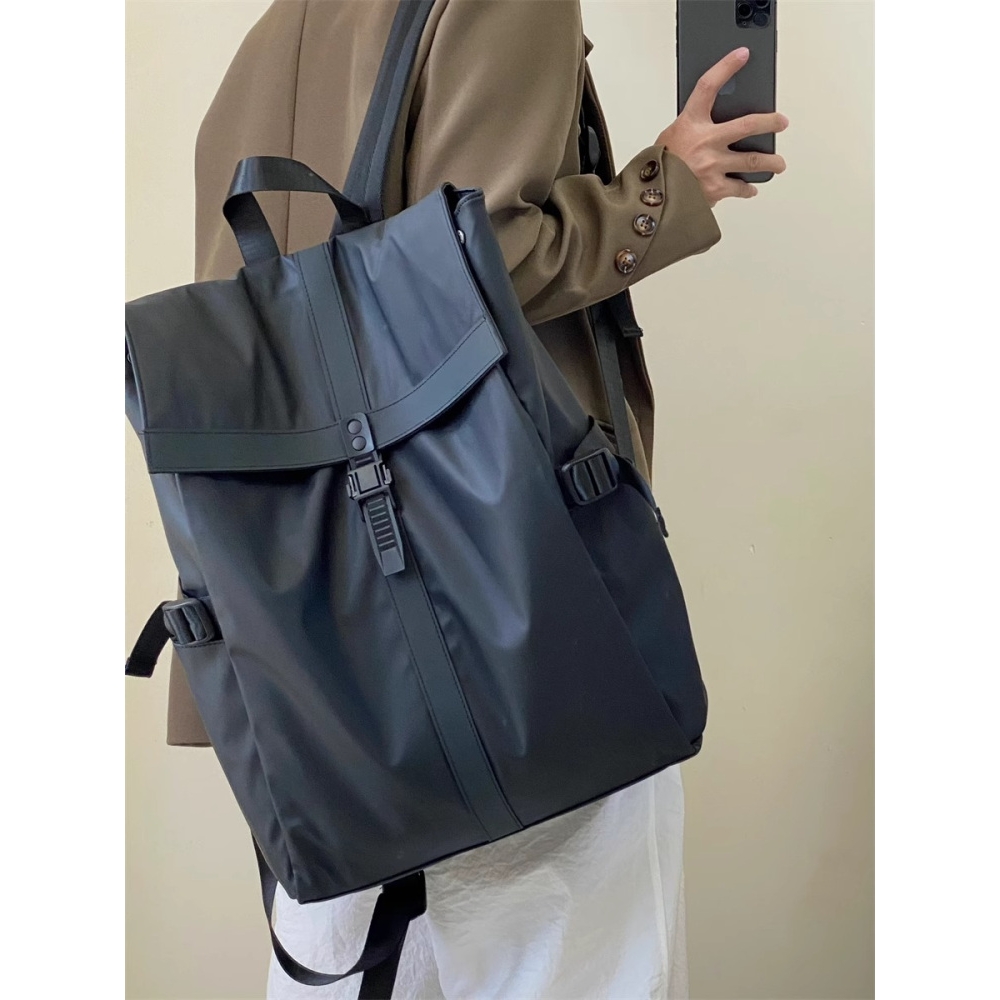 法国ZAMP大容量通勤双肩包男电脑商务包旅行背包黑色高级感手提包