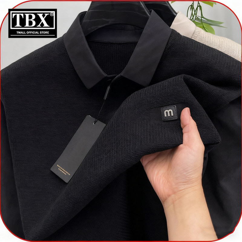 高端假两件衬衫领毛衣男士2025新款秋冬季商务休闲针织衫卫衣男款