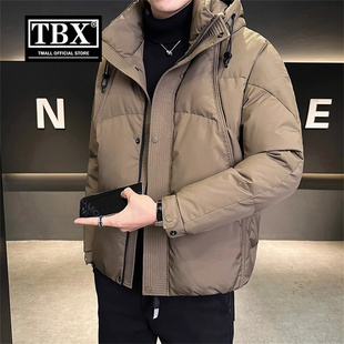 高端连帽羽绒服男士2025新款冬季加厚保暖极寒面包服短款外套男款