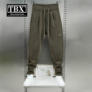 高端条绒卫裤男士2025新款春秋冬季加绒加厚男裤运动休闲裤子男款