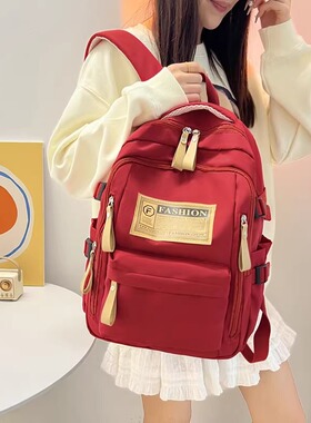 法国MKBM大容量双肩包女轻便减负初高中大学生书包休闲旅行电脑包