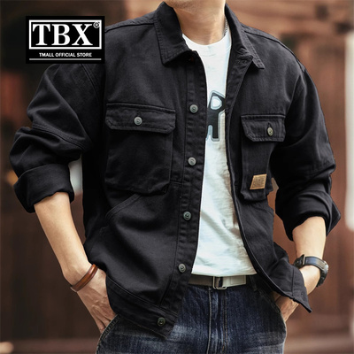 美式复古牛仔外套男士2025新款春秋冬季加绒工装硬汉猎装夹克男款