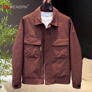 潮牌轻熟风夹克外套男士2025新款春秋冬季高级感痞帅翻领上衣男款