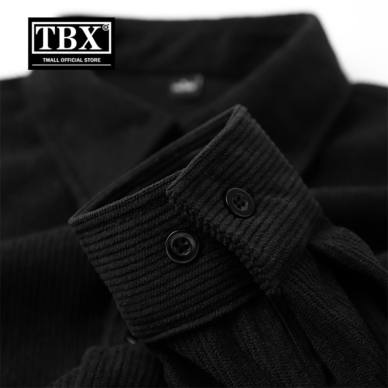 高端灯芯绒长袖衬衫男士2025新款春秋季休闲黑色衬衣外套男款冬装
