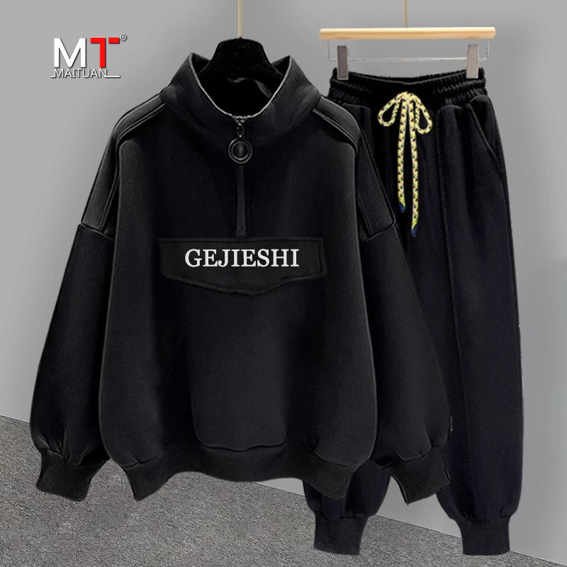 高端休闲卫衣套装男士春秋冬季2025新款高级感痞帅男装穿搭配一套