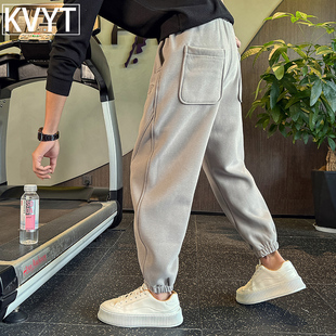 潮牌男士束脚卫裤2025年秋冬季新款加绒裤子男款高级感加厚运动裤