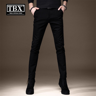 高端黑色牛仔裤男士2025新款秋冬季加绒男裤修身小脚休闲裤子男款