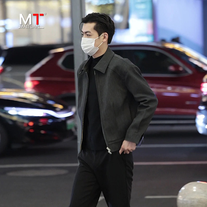 高端休闲夹克男士外套2025新款春秋冬季高级感商务翻领轻熟风男装