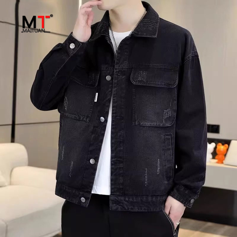 高端牛仔外套男士2025新款春秋冬季潮牌痞帅宽松翻领休闲夹克男款