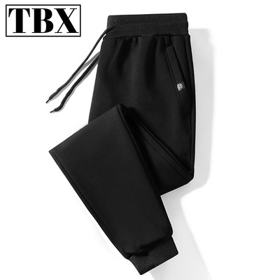 高端卫裤男士春秋冬季加绒加厚2025新款休闲纯棉束脚运动裤子男款