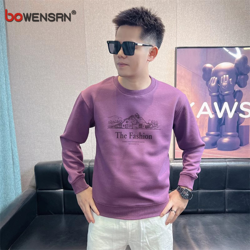 高端卫衣男士2025新款春秋冬季加绒加厚高级感长袖t恤男款打底衫