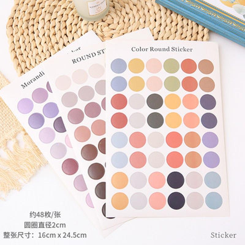 网红创意小清新少女心超萌可爱彩色圆点贴纸莫兰迪色贴手帐贴