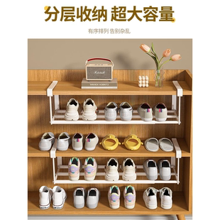 可伸缩鞋 子收纳神器省空间柜子下挂篮 架家用鞋 柜分层隔板置物架鞋