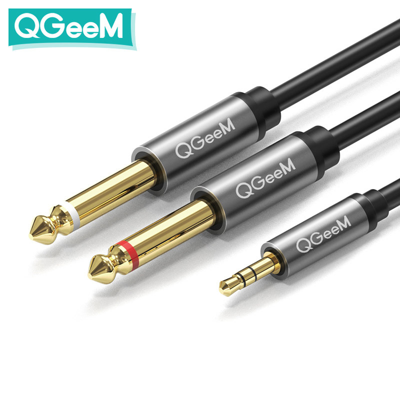 QGEEM 音频线一分二3.5转双6.5公对公电脑手机调音台吉他镀金连接
