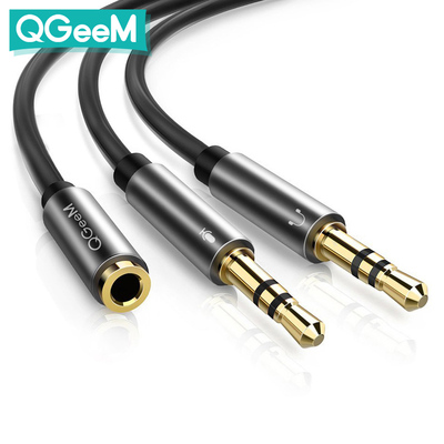 QGeeM电脑耳机转接线麦克风二合一转换手机耳麦分线器音频一分二