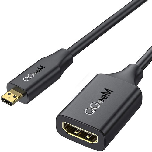 QGeeM micro hdmi转hdmi母转接线微型相机平板接电视显示器转换线