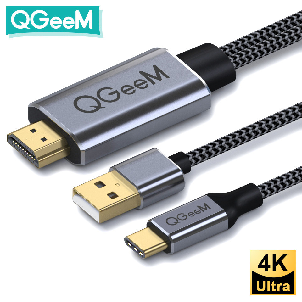 QGeeM数据线typec转hdmi转接线带供电手机笔记本电脑连接显示器电