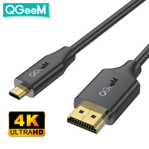 QGeeM micro hdmi转hdmi线手机平板相机笔记本电脑投影仪微型头转