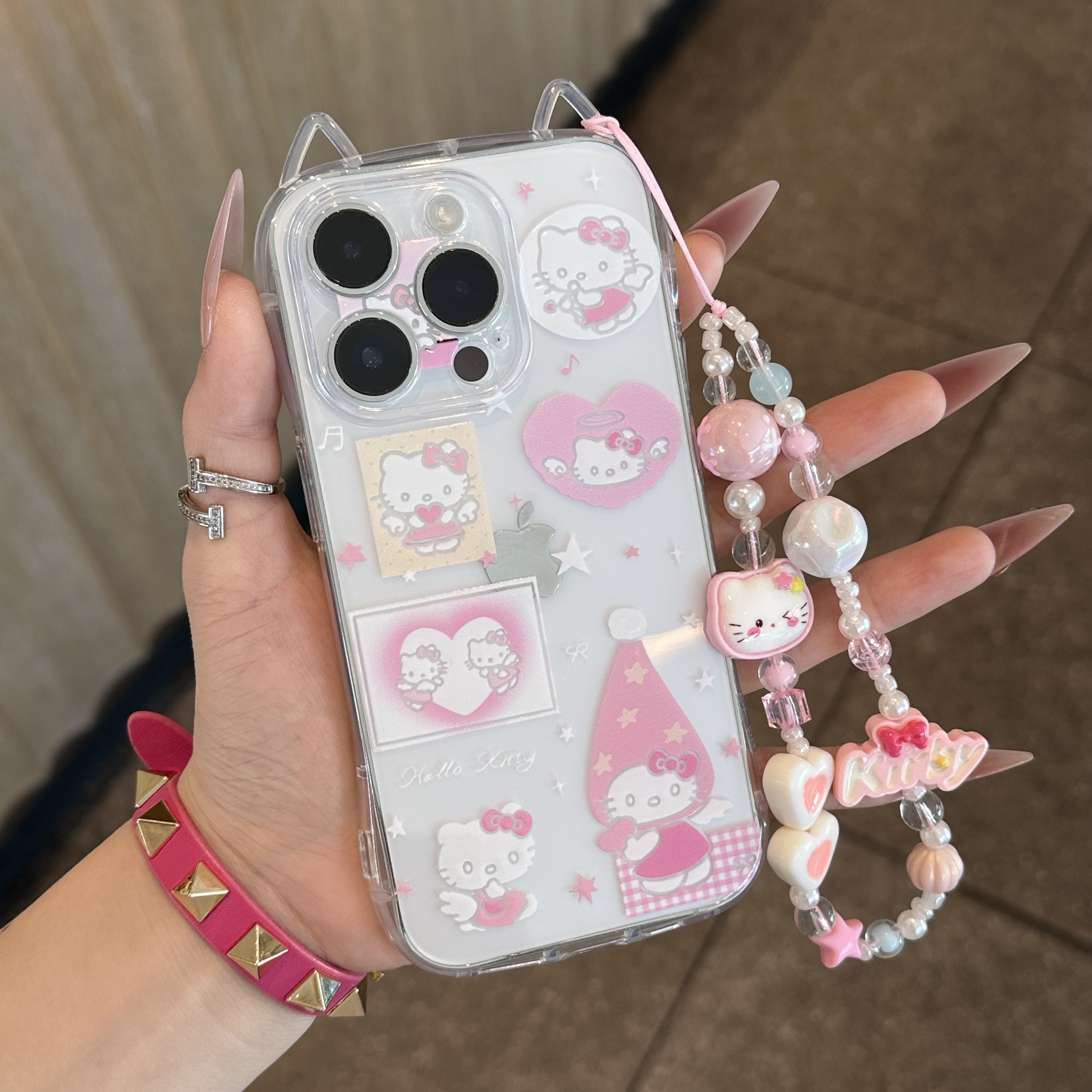 粉天使kt小蛮腰猫耳壳手机壳